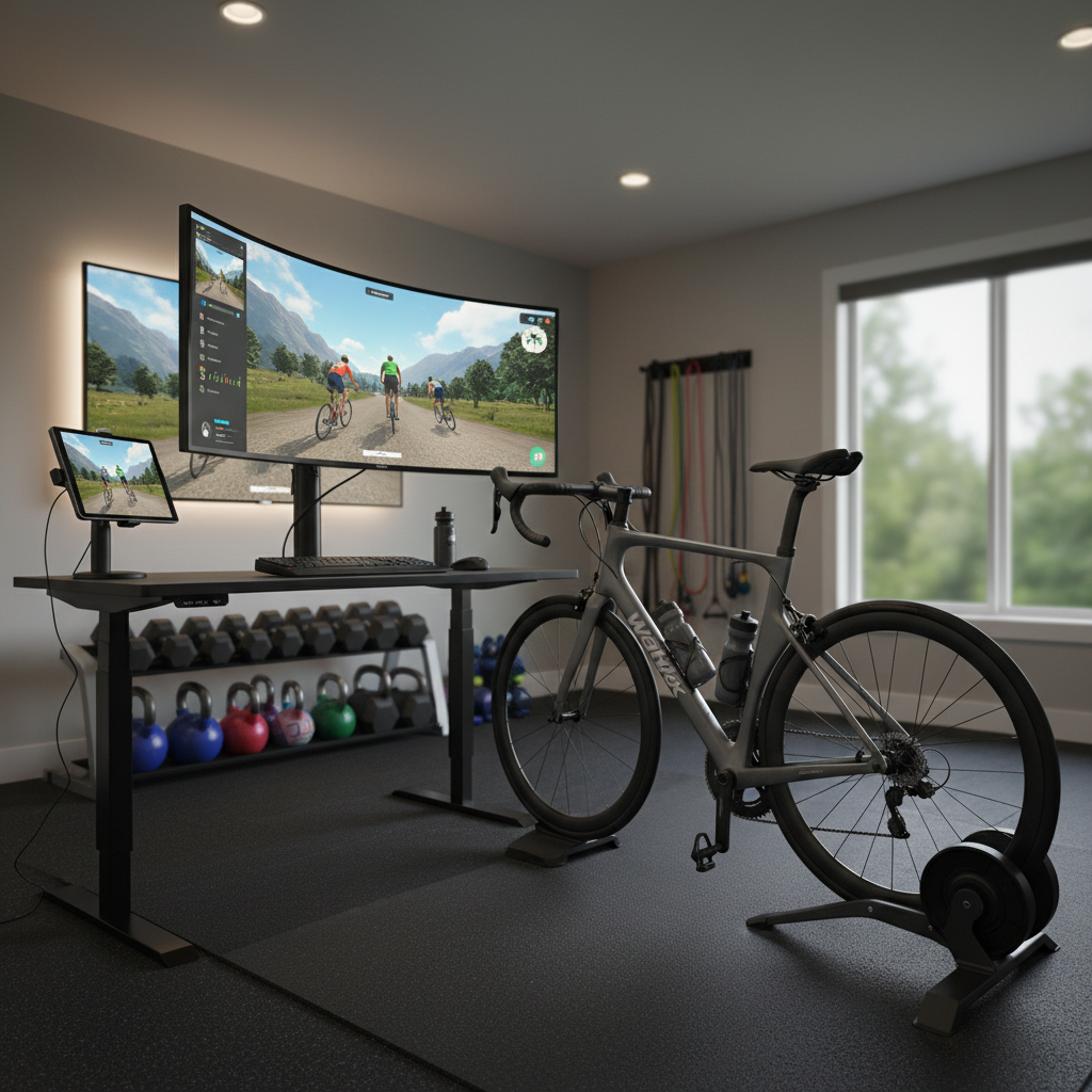 Smart trainer indoor cycling setup
