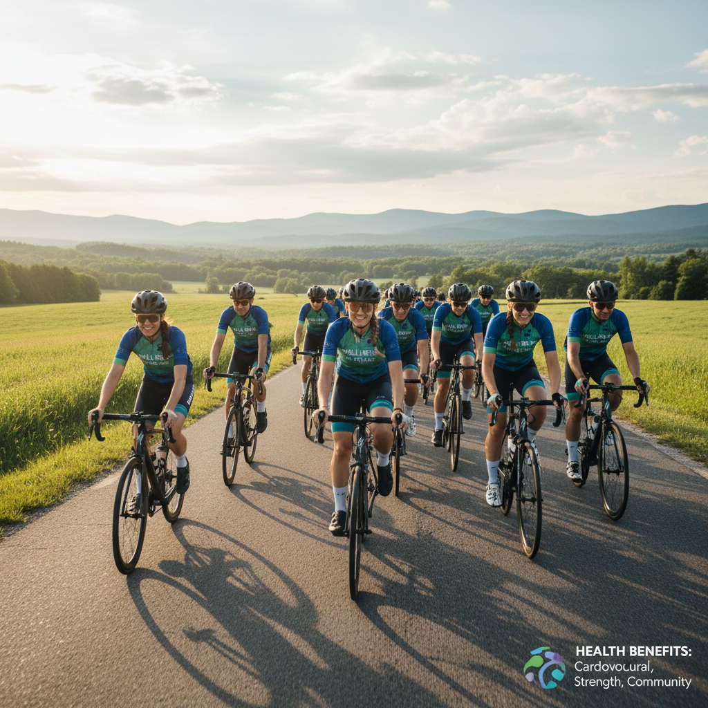cyclists group ride outdoor exercise fitness